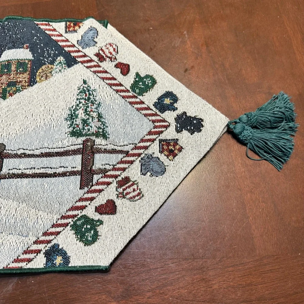 Christmas Snowman Table Runner Tapestry Winter Scene Home‎ Decor 72